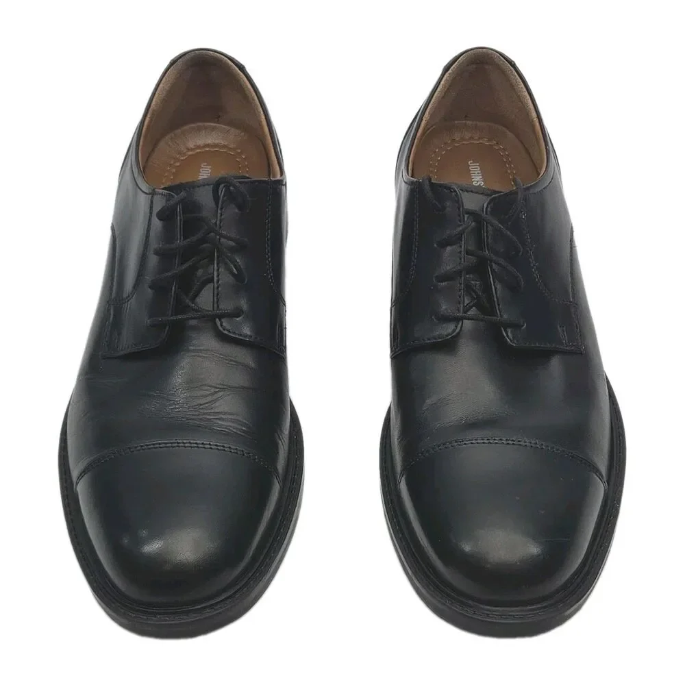 Johnston & Murphy Shoe Black Leather Cap Toe Oxford Men Sz 12 Dress 20-1861